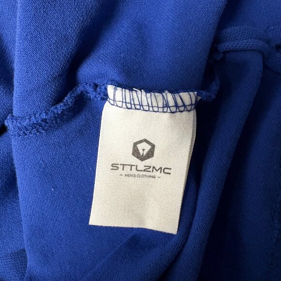 STTLZMC Polo Shirt Mens Size XL Blue Plaid Collar Short Sleeve Casual Comfy - Picture 5 of 7